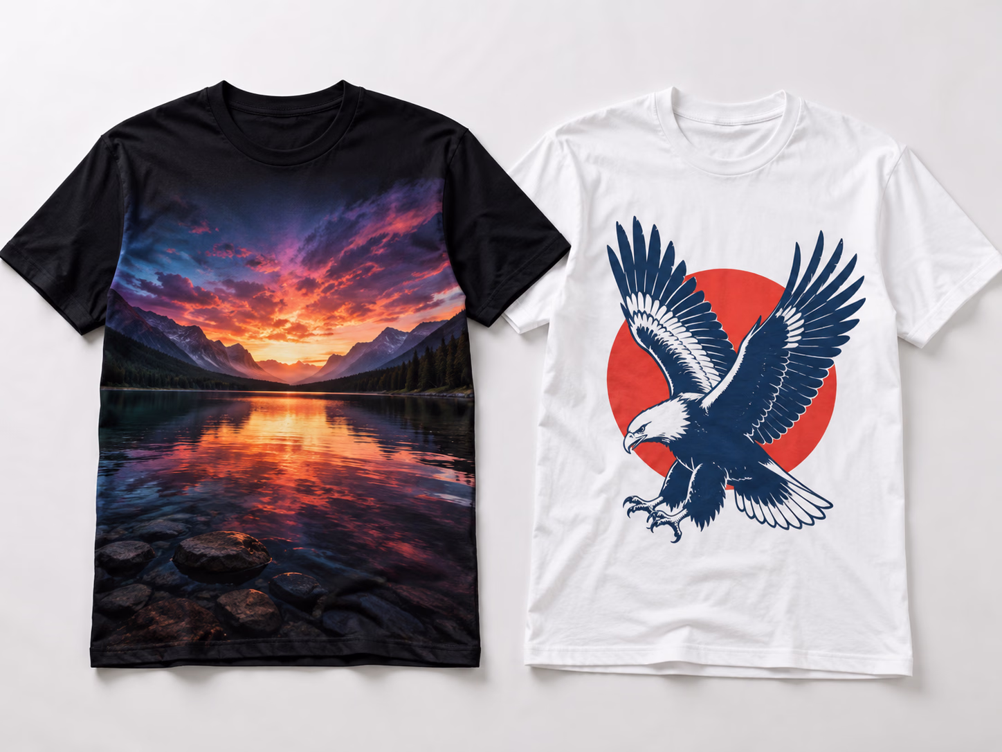 DTF printed shirt next to screen printed shirt