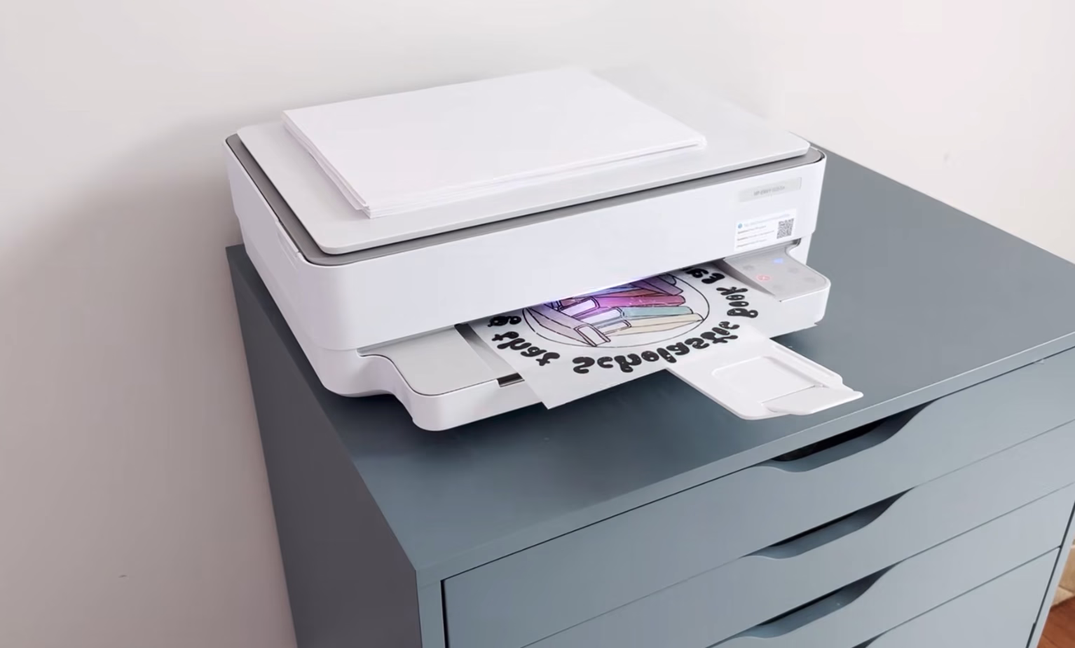 Inkjet DTF transfer made with film and adhesive powder