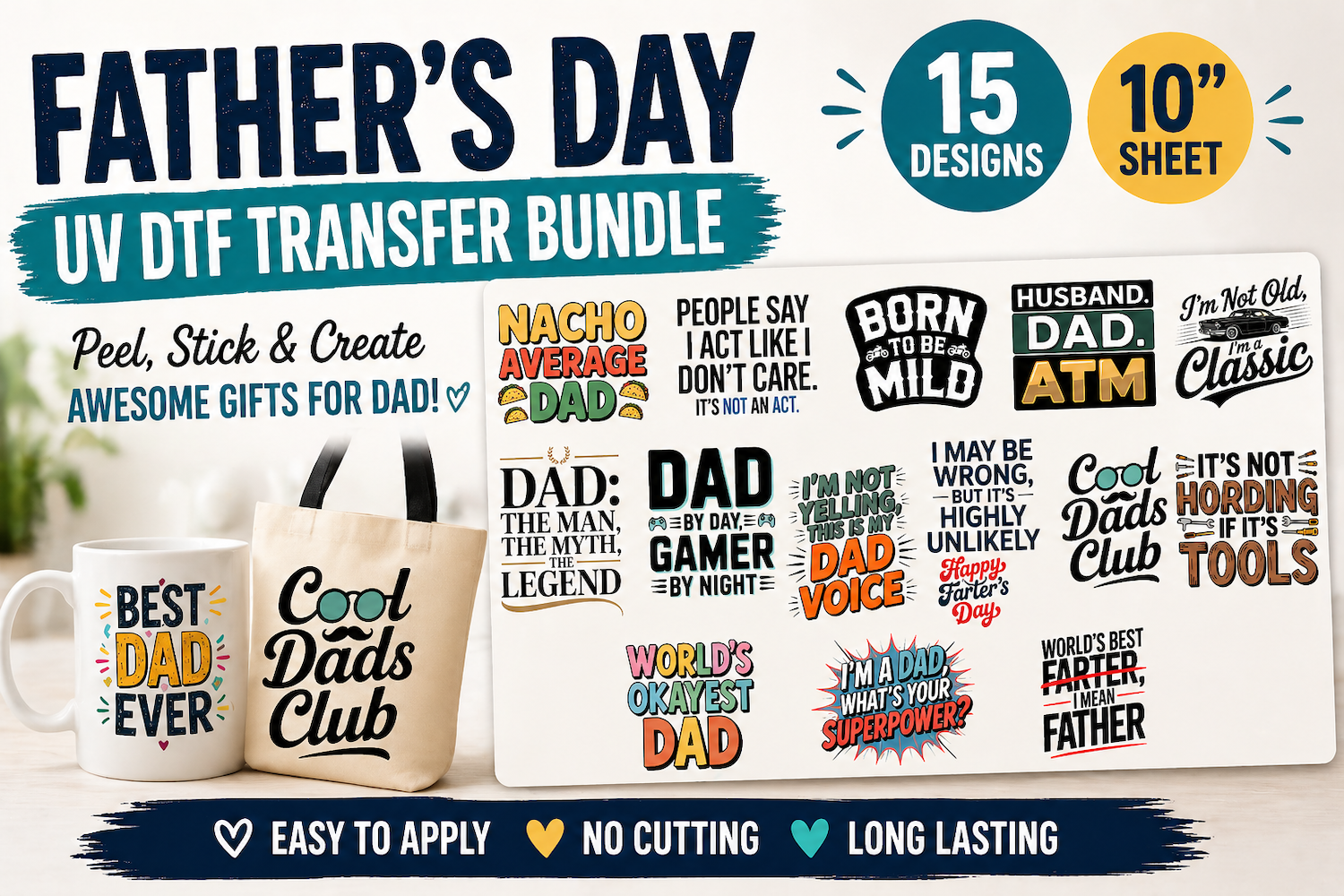 Father's Day UVDTF Transfer Bundle - 10" Sheet