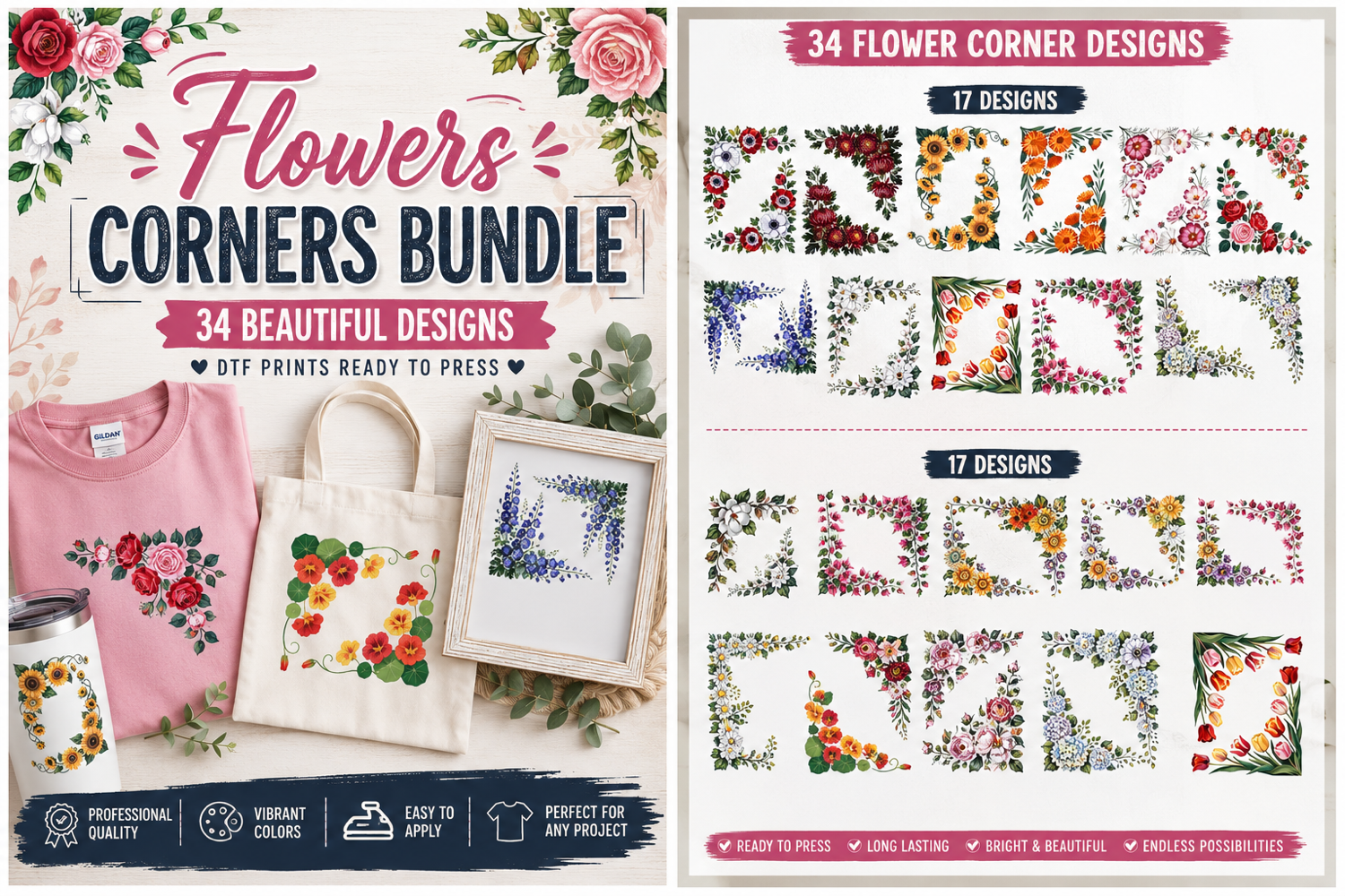 Floral Corners DTF 10" Transfer Sheet