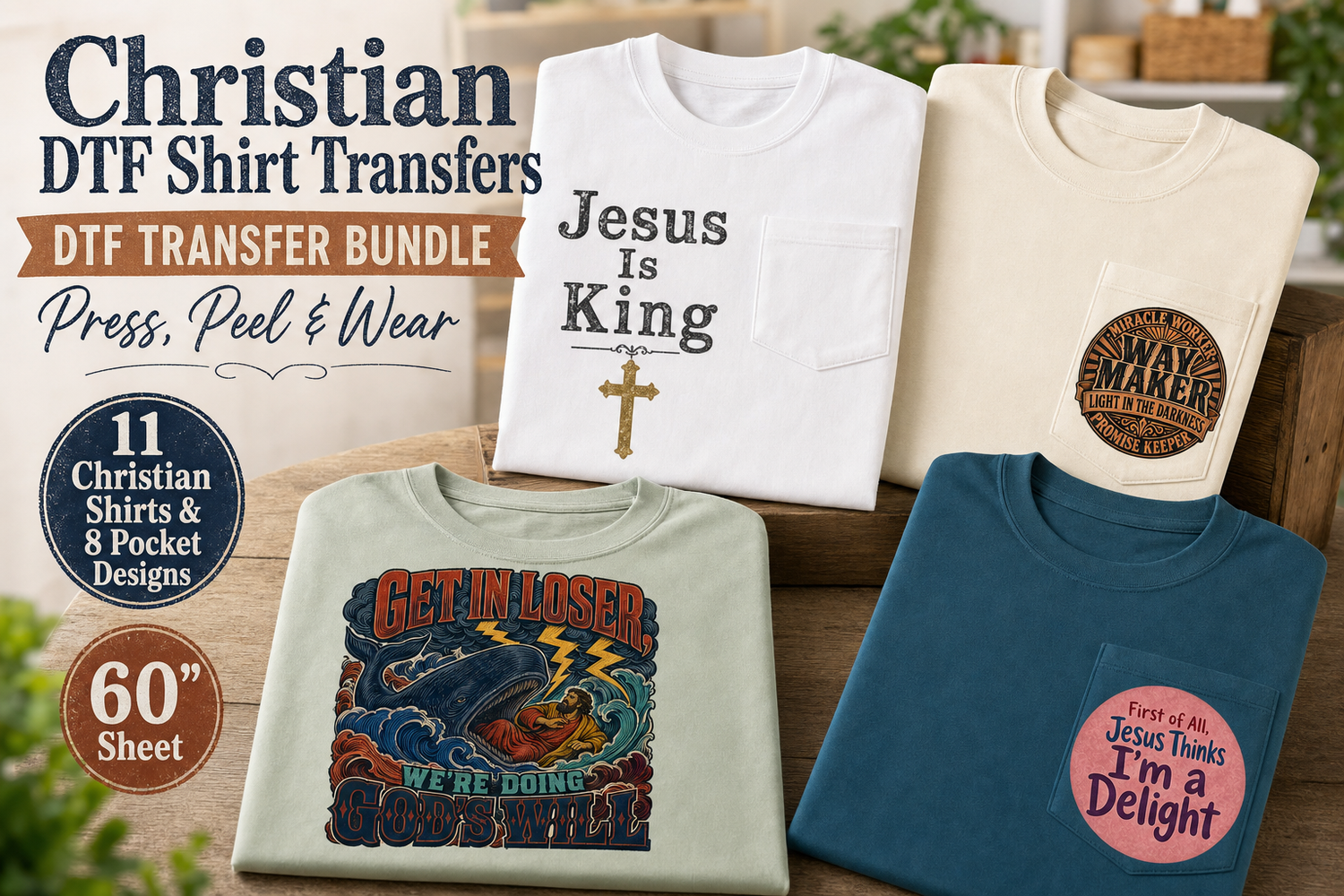 Christian DTF Transfer Bundle – 15 Shirt Designs view 4