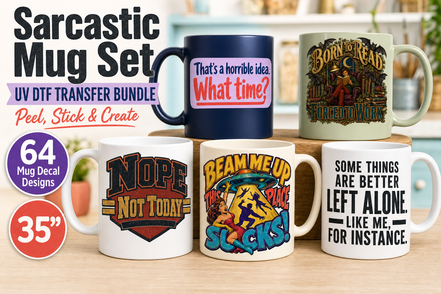 Funny Hand Lettered UV DTF Tumbler Decal Gang Sheet – 64 Designs view 7