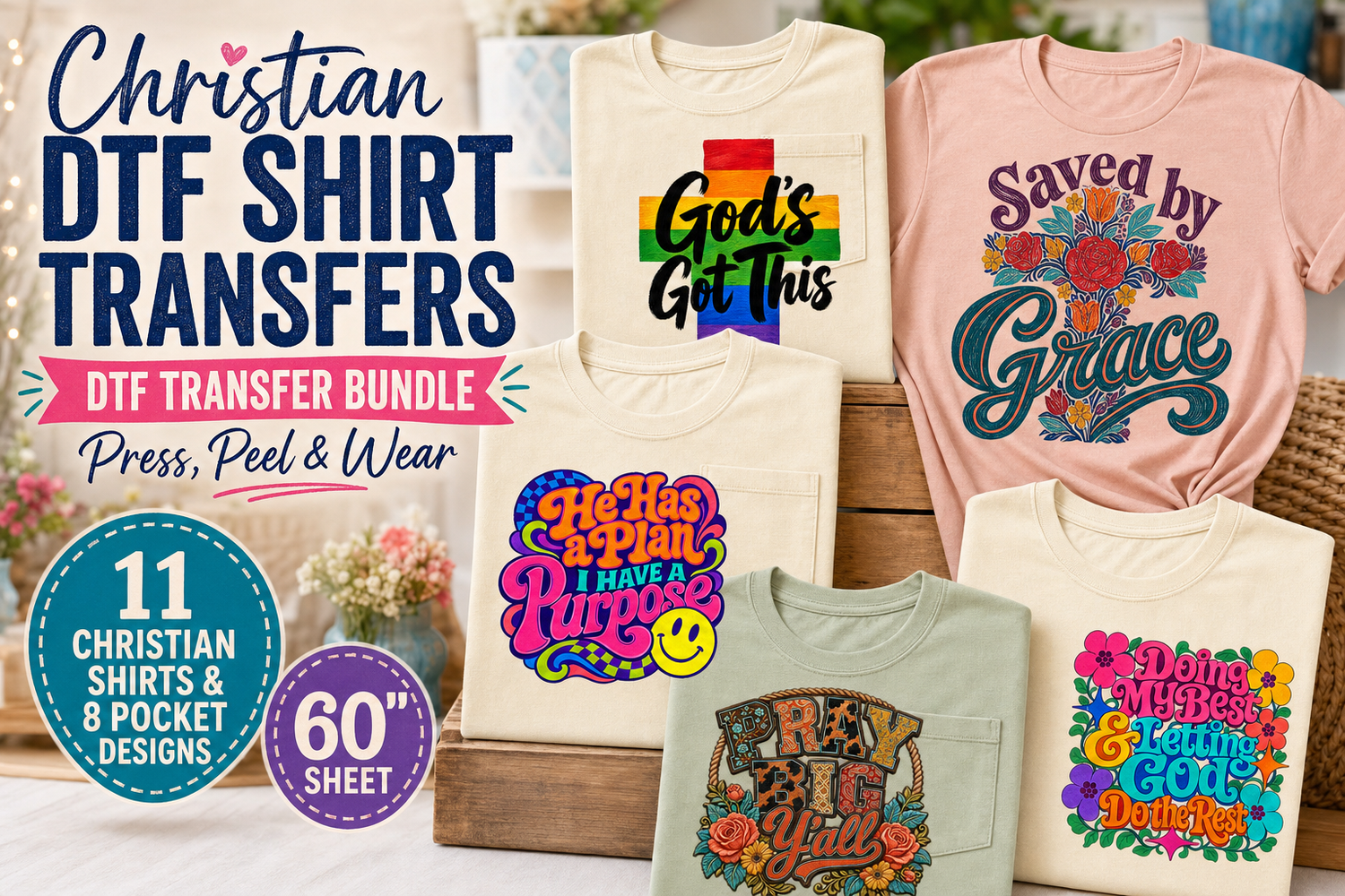 Christian DTF Transfer Bundle – 15 Shirt Designs view 7