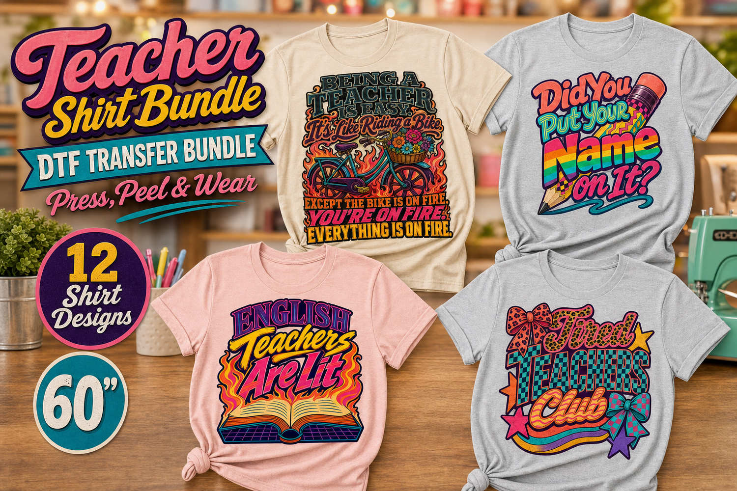 Teacher Shirt DTF Transfer Bundle | 12 Designs | 60-Inch Gang Sheet view 10