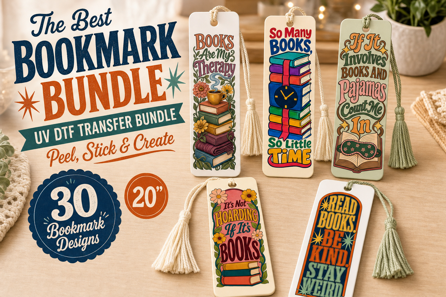 Bookmarks UV DTF Gang Sheet – 30 Peel-and-Stick Designs view 5