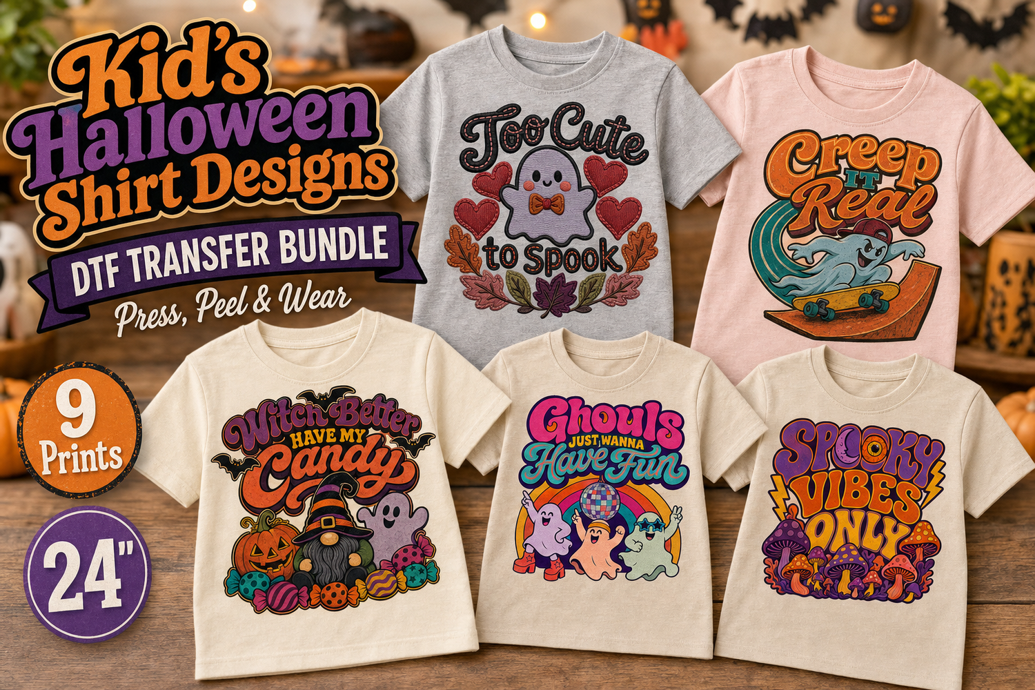 Halloween Costume Youth Shirt DTF Gang Sheet | 9 Designs view 2