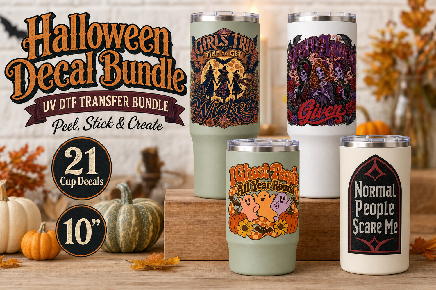 Halloween Mug Bundle UV DTF Gang Sheet – 21 Tumbler Decals view 4