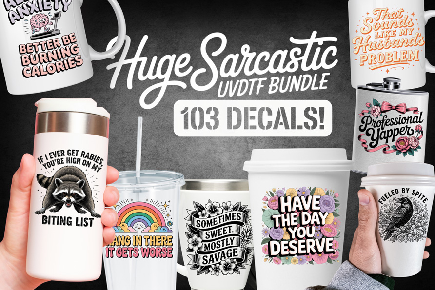 Sarcastic Cup Decal Bundle – 103 Funny UVDTF Decals for Tumblers, Mugs & Glasses