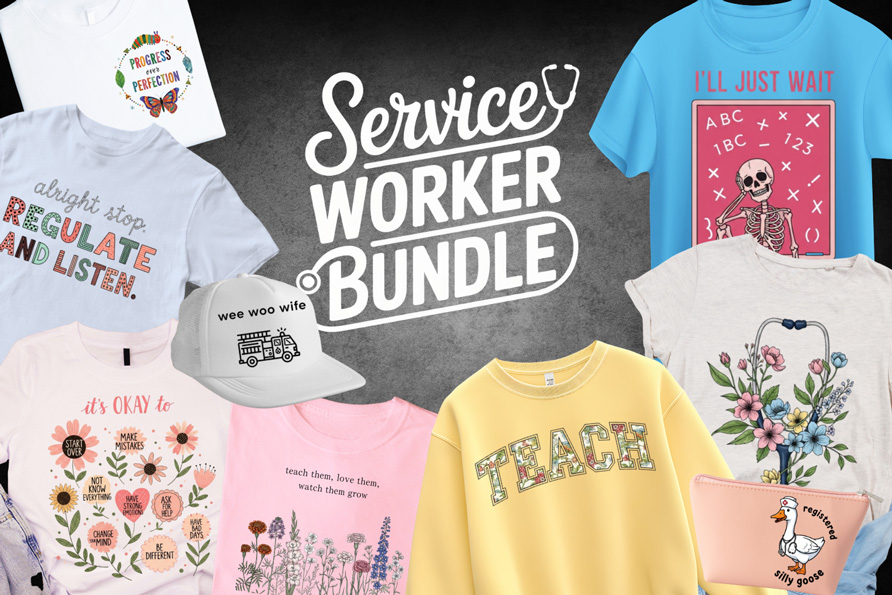 Service Workers DTF Transfer Bundle – 12 Shirt Designs for Teachers, Nurses & School Staff